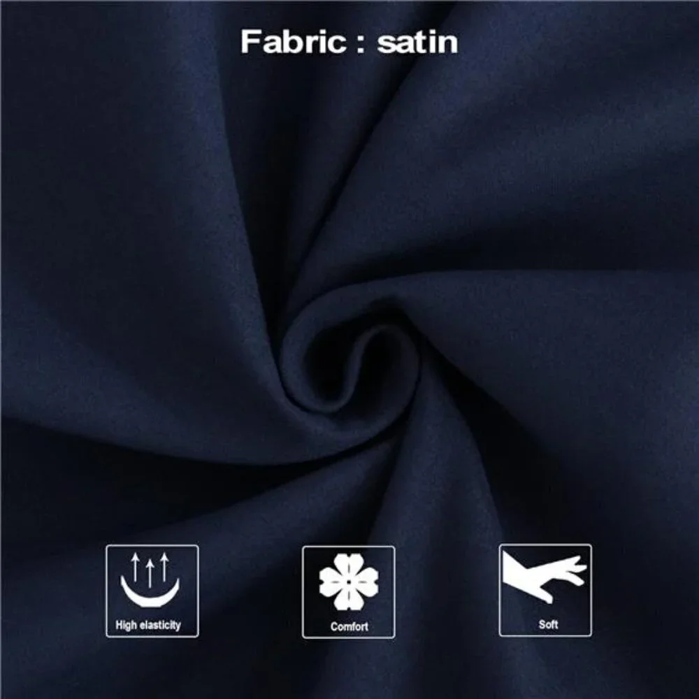 👉 Satin Pillow Cases for Hair and Skin, Luxury Hidden Zipper Standard Navy Blue